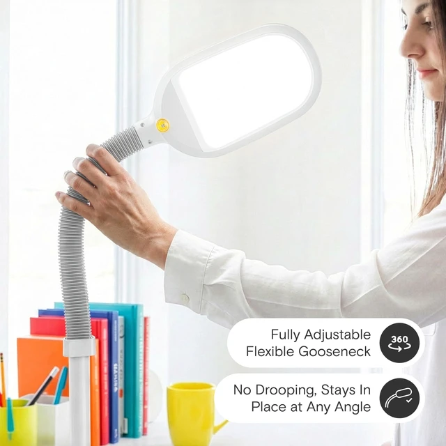 Alt view image 3 of 7 - Litespan - Bright LED Floor Reading Lamp for Over Chair Crafts and Reading, Estheticians' Light for Lash Extensions, Adjustable Standing Lamp for Living Room, Bedroom, Office - White