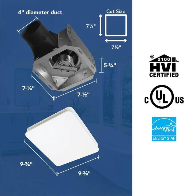 Alt view image 4 of 7 - Bathroom Exhaust Fan Easy Retrofit Without Attic Access, Ultra Quiet 0.9 Sones, Effective Ventilation at 60 CFM ENERGY STAR Certified Moisture and Odor Control