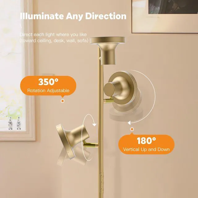 Alt view image 2 of 7 - 36W LED Tree Floor Lamp, Modern Dimmable Standing Lamp with Remote & Touch Control, 4 Color Temperatures, 3 Rotatable LED Light Floor Lamps for Living Room, Bedroom, Office