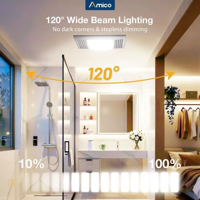 Alt view image 7 of 7 - Bathroom Exhaust Fan with LED Light, 110 CFM, 1.0 Sones, 5CCT, 90 CRI 1000LM, Ceiling Mount Shower Ventilation Fan, No Attic Access Needed, 4 Inch Duct, 9.4'' x 9.4'' Ceiling Opening, ETL & FCC
