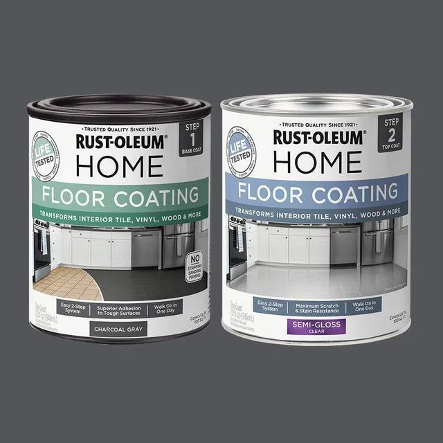 Alt view image 2 of 6 - Interior Floor Semi-Gloss Charcoal Gray Coating Kit Interior Floor Renovation, Durable Walk-On Finish, Tile, Vinyl, Concrete & Wood Surfaces, 2 Quarts
