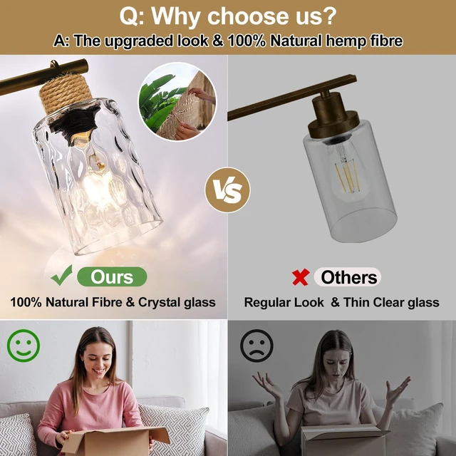 Alt view image 6 of 7 - Bathroom Light Fixtures, 5-Light Coastal Vanity Lights with Crystal Glass Shade, Oil-Rubbed Bronze Bathroom Wall Lamp for Mirror Kitchen Hallway Cabinet