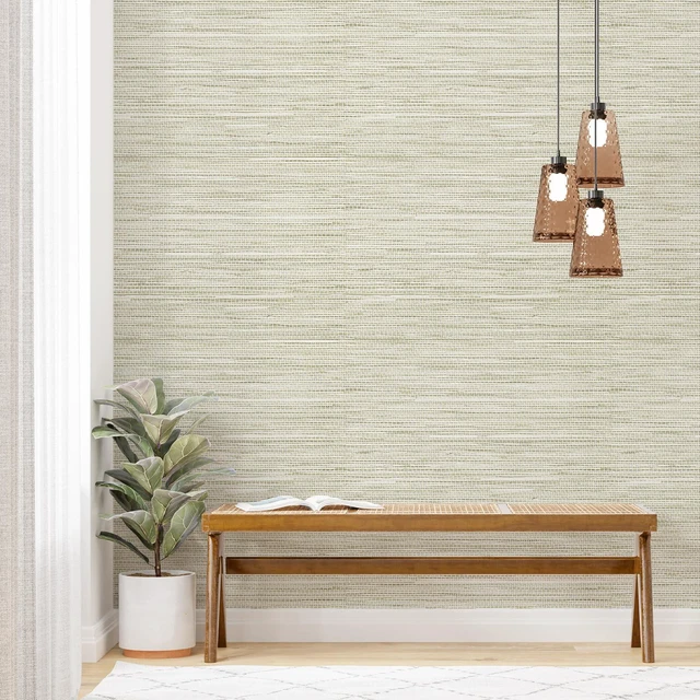Main image of Cream Textured Grasscloth Peel and Stick Wallpaper 17.7"x1200" Neutral Faux Grassweave Wallpaper Waterproof Self Adhesive Removable Wallpaper Mural for Home Decor Bedroom Kitchen Cabinet