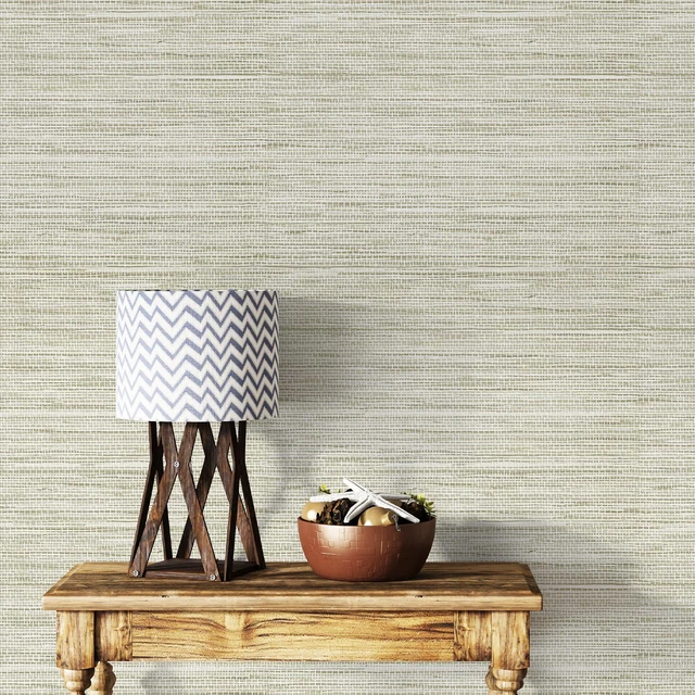 Alt view image 3 of 6 - Cream Textured Grasscloth Peel and Stick Wallpaper 17.7"x1200" Neutral Faux Grassweave Wallpaper Waterproof Self Adhesive Removable Wallpaper Mural for Home Decor Bedroom Kitchen Cabinet