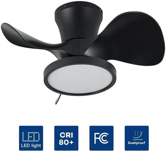 Alt view image 7 of 7 - Quiet Ceiling Fan with LED Light 22 inch Large Air Volume Remote Control for Kitchen Bedroom Dining Room Patio