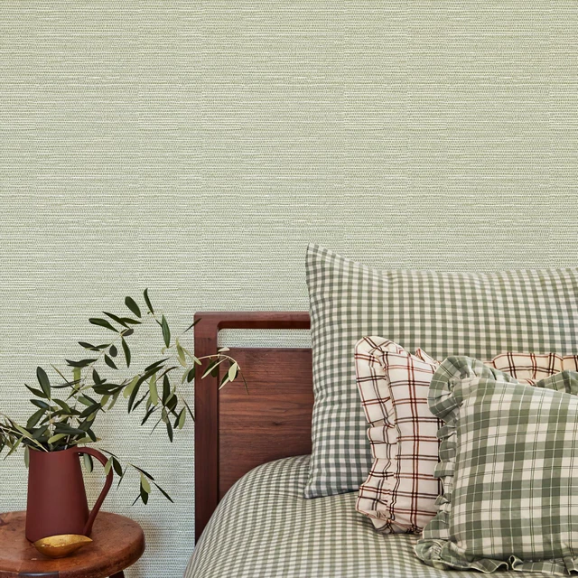 Alt view image 4 of 7 - Textured Grasscloth Peel and Stick Wallpaper 17.7"x1200" Neutral Faux Grassweave Wallpaper Waterproof Self Adhesive Removable Wallpaper Mural for Home Decor Bedroom Kitchen Cabinet