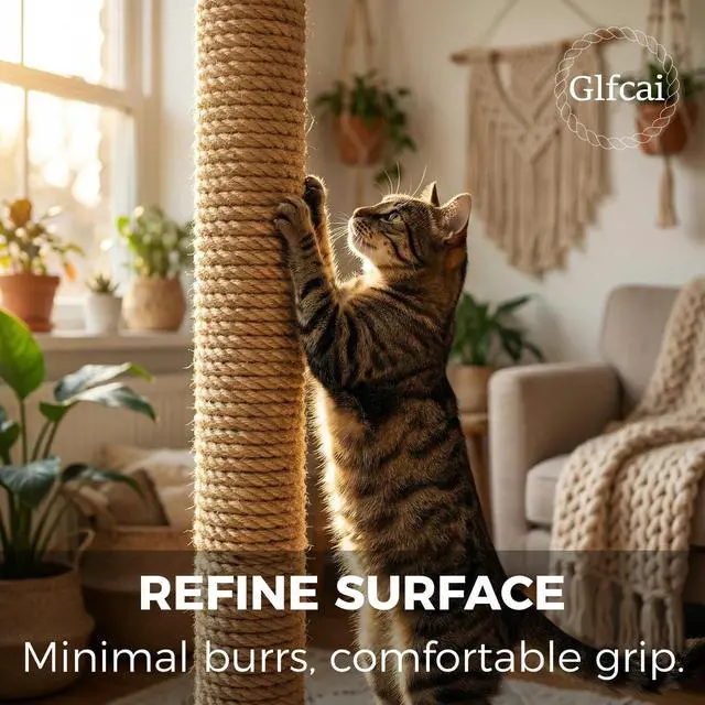 Alt view image 4 of 6 - 3/4 Inch x 200 Ft Hemp Rope, 578 Lbs Working Strength, 4 Strand Twisted Cord for Cat Scratchers, Gardening, Landscaping & Decor