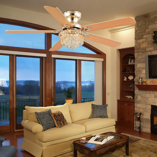 Alt view image 6 of 7 - Crystal Ceiling Fan Fandelier with Lights-Modern Ceiling Fan(52" Gold) Crystal Ceiling Fans with Remote Control,Modern Ceiling Fan with Noiseless DC Reversible Motor,Dining Room,Living Room