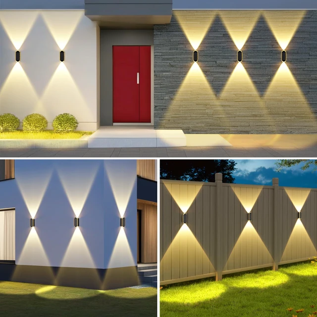 Alt view image 7 of 7 - Solar Fence Lightsv Backyark: 12-Pack Fence Lights Solar Powered 3 Color Modes - Up & Down LED Waterproof Solar Wall Lights for Outdoor Yard/Porch/Patio/Railing