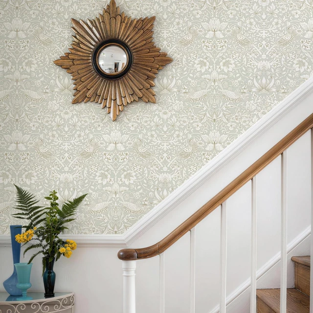 Alt view image 5 of 7 - William Morris Vintage Peel and Stick Wallpaper 17.7 x 1200in Grey Botanical Self Adhesive Removable Waterproof Contact Paper for Living Room Bedroom Cabinets Drawers Decor