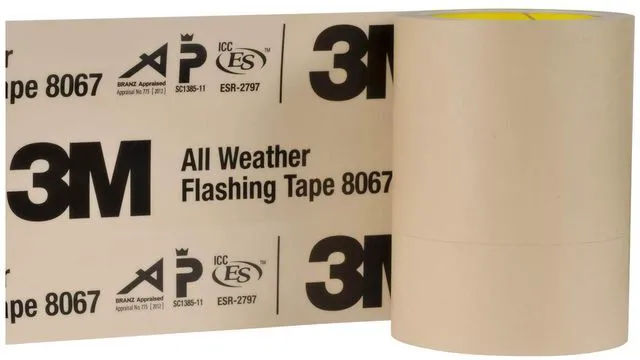 Main image of All Weather Flashing Tape 8067, Tan, 6 in x 75 ft, 1 Roll Waterproof flashing membrane for windows and doors, Self-adhered, Prevents moisture intrusion, Slit Liner (2-4 Slit): Masking Tape