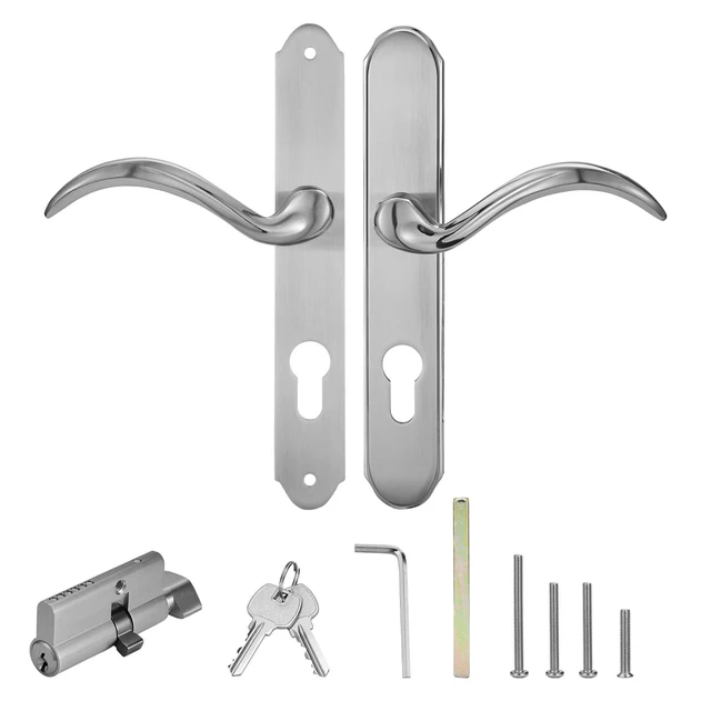 Alt view image 2 of 7 - Storm Door Handle Accessory Set fit Pella Storm Door Handle Replacement Part, with Key and Lock Cylinder, Mortise Lock Not Included (Brushed Nickel)
