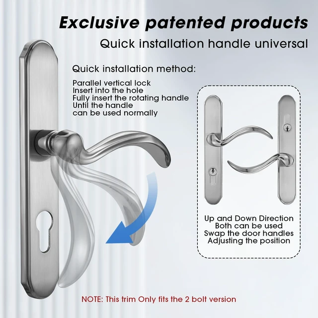 Alt view image 3 of 7 - Storm Door Handle Accessory Set fit Pella Storm Door Handle Replacement Part, with Key and Lock Cylinder, Mortise Lock Not Included (Brushed Nickel)