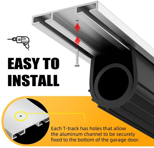 Alt view image 2 of 7 - Garage Door Bottom Seal with Pre-drilled Aluminum Track Retainer Base Kit, Heavy Duty U+O Ring Combination Weather Stripping Seals (20FT)