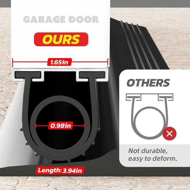 Alt view image 3 of 7 - Garage Door Bottom Seal with Pre-drilled Aluminum Track Retainer Base Kit, Heavy Duty U+O Ring Combination Weather Stripping Seals (20FT)