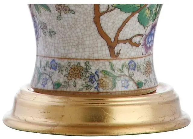 Alt view image 7 of 7 - Grace 24" French Country Floral Urn Ceramic Lamp, Multi-Colored Chinoiserie Ginger Jar, French Country Cottage Style, Linen Shade, Gold Metal Base, LED Bulb Included