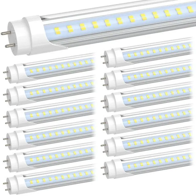 Main image of 4FT LED T8 Type A+B Tube Lights, 28W(75W Equivalent), 4060LM, 6500K Single or Double End Powered, Plug and Play or Ballast Bypass, 4 Foot T10 T12 Fluorescent Bulbs Replacement, Clear(12-Pack)