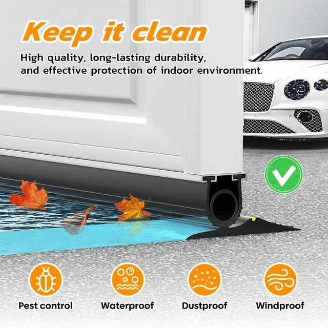 Alt view image 4 of 7 - Garage Door Bottom Seal with Pre-drilled Aluminum Track Retainer Base Kit, Heavy Duty U+O Ring Combination Weather Stripping Seals (20FT)