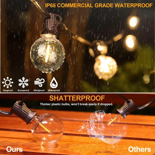 Alt view image 3 of 7 - 150Ft(3x50Ft) Outdoor String Lights, G40 Globe Patio Lights with 75+6 Dimmable Shatterproof LED Hanging Bulbs for Backyard Party-Black Wire