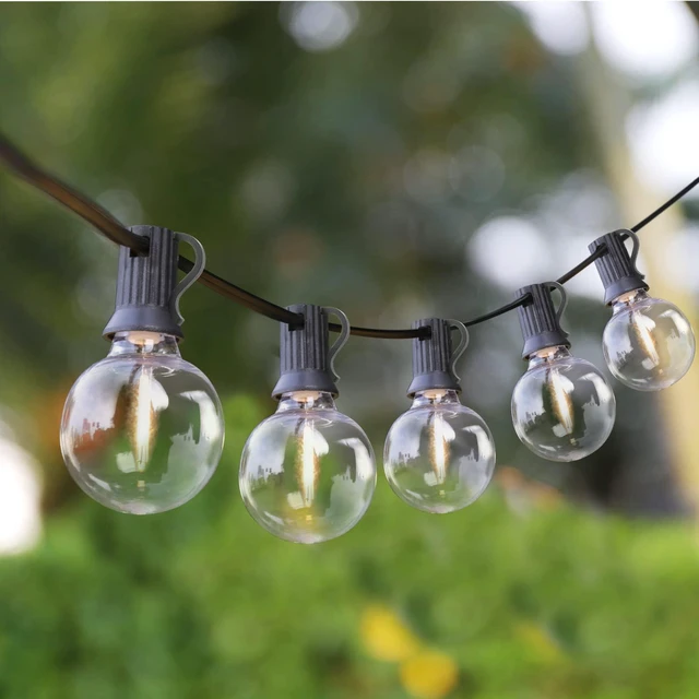 Alt view image 4 of 7 - 150Ft(3x50Ft) Outdoor String Lights, G40 Globe Patio Lights with 75+6 Dimmable Shatterproof LED Hanging Bulbs for Backyard Party-Black Wire