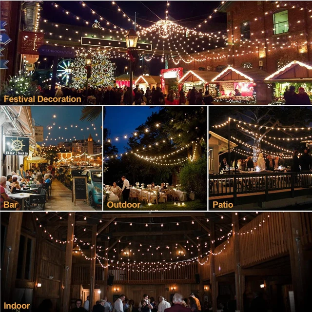 Alt view image 6 of 7 - 150Ft(3x50Ft) Outdoor String Lights, G40 Globe Patio Lights with 75+6 Dimmable Shatterproof LED Hanging Bulbs for Backyard Party-Black Wire