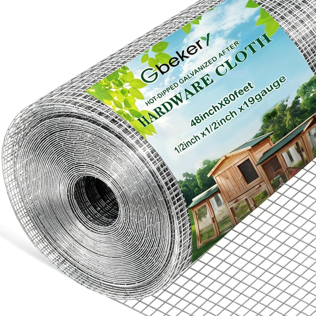 Main image of Hardware Cloth 1/2 inch 48in x 80ft 19 Gauge, Hot-dip Galvanized After Welding Chicken Wire Fence Roll Garden Plant Welded Metal Wire Fencing Roll, Rabbit Cages Snake Fence