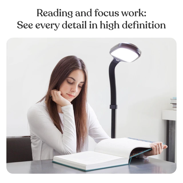 Alt view image 2 of 7 - Litespan - Bright LED Floor Reading Lamp for Over Chair Crafts and Reading, Esthetician Light for Lash Extensions, Gooseneck Adjustable Standing Lamp for Living Room, Bedroom, Office - Black