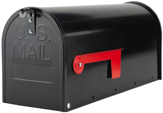 Main image of Black Post Mount Galvanized Steel Mailbox 19x8.7x6.7in Heavy Duty Medium Capacity Standard Outdoor Mail Box