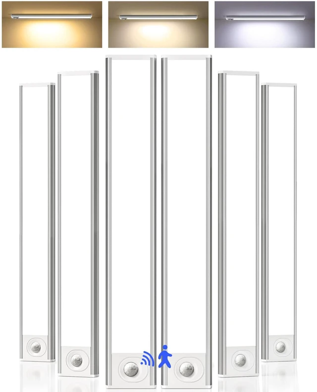 Main image of 16inch Under Cabinet Lighting, 6Pack Rechargeable Motion Sensor Light Indoor, Magnetic Closet Lights with Dimmable & 3 Color Temps, Wireless Under Counter Lights for Kitchen, Stairs