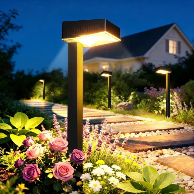 Main image of Solar Pathway Lights Outdoor, 12 Pack Garden Lights Solar Powered Path Light with Focused Beam Lens, 2 Light Modes Waterproof Outdoor Solar Light for Yard Driveway Walkway Landscape