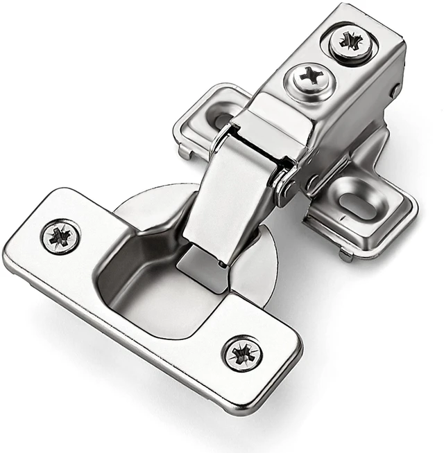 Main image of Short Arm Kitchen Cabinet Hinges,1/2 Inch Overlay,60 Pack 30 Pairs Brushed Nickel, Soft Close Motion, Concealed Cabinet Fit, 105 Degree Opening Angle, with Mounting Screws, for Face Frame Door
