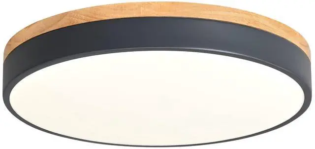 Main image of Dimmable Wood LED Flush Mount Ceiling Light, Grey, 15.8 in 5CCT 2700K-6000K Modern Close to Ceiling Lighting Fixtures, Round Ceiling Lamp for Living Room, Bedroom, Laundry Room