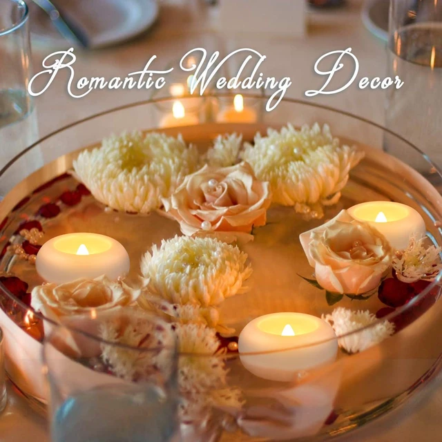 Alt view image 7 of 7 - 100 Pack 2 Inch Flameless LED Floating Candles, Battery Operated White Tealights with Realistic Flickering Flame, Waterproof for Cylinder Vases, Wedding Centerpieces, Pool, Party & Holiday Decor