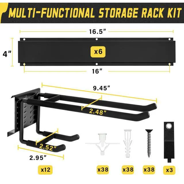 Alt view image 4 of 7 - Garage Wall Organizer,21Pack Carries 1200 lbs,Garden Tool Organizer 48in With Large Storage Space,Easy Assembly, Sturdy Design,for Efficient Tool Storage Garage Organization
