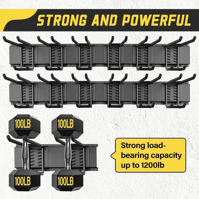 Alt view image 7 of 7 - Garage Wall Organizer,21Pack Carries 1200 lbs,Garden Tool Organizer 48in With Large Storage Space,Easy Assembly, Sturdy Design,for Efficient Tool Storage Garage Organization