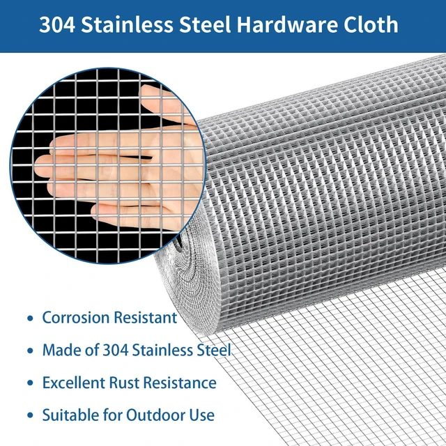 Alt view image 5 of 6 - 304 Stainless Steel Hardware Cloth 1/4 Inch 22 Gauge Chicken Wire Fence Welded Wire Mesh Roll for Garden Protection, Rabbit Cage, Squirrel Barrier, Plant Support and DIY Projects (24in×50ft)