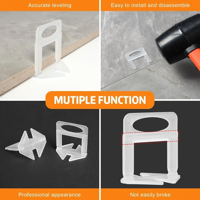 Alt view image 3 of 7 - 4500 Pcs Tile Spacers 1/32 Inch, Tile Leveling System with Hammer Tile Installation Tools for Ceramic Tile and Stone Installation, Tile Leveling Clips Helps DIY and Professional Tile Layer