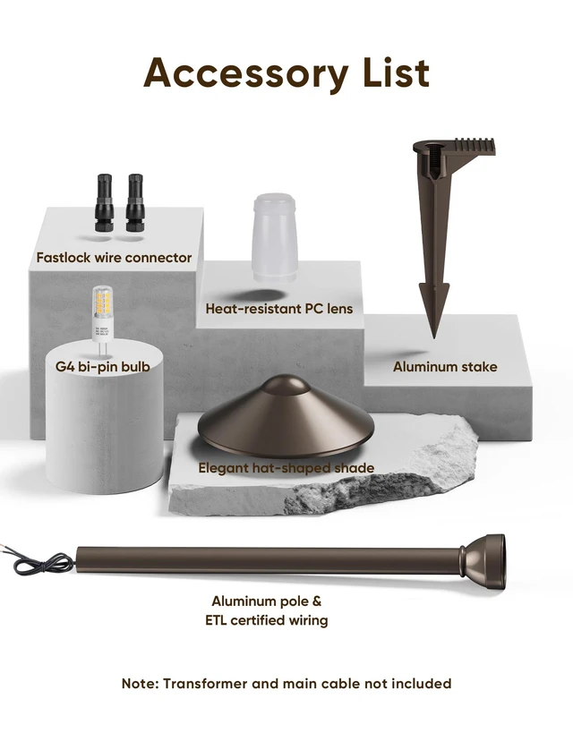 Alt view image 3 of 7 - Low Voltage Pathway Lights with G4 3W 3000K Bulbs 6-Pack, ORB Aluminum Replaceable Bulbs, ETL Listed Wire, IP65 Waterproof, 12V Landscape Lights with Connectors for Yard Garden Walkway, Round Head