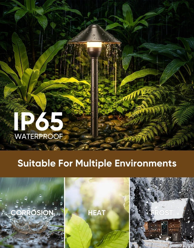 Alt view image 4 of 7 - Low Voltage Pathway Lights with G4 3W 3000K Bulbs 6-Pack, ORB Aluminum Replaceable Bulbs, ETL Listed Wire, IP65 Waterproof, 12V Landscape Lights with Connectors for Yard Garden Walkway, Round Head