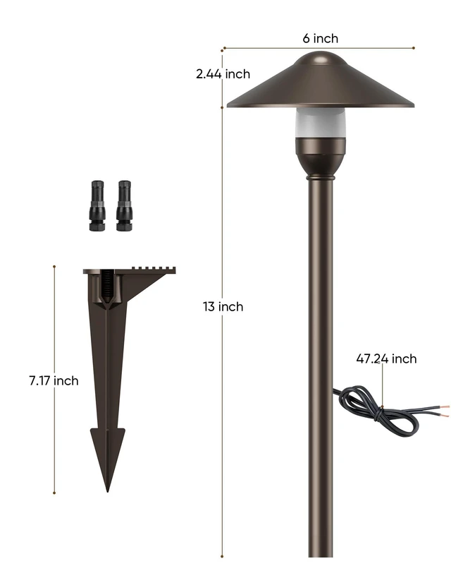 Alt view image 7 of 7 - Low Voltage Pathway Lights with G4 3W 3000K Bulbs 6-Pack, ORB Aluminum Replaceable Bulbs, ETL Listed Wire, IP65 Waterproof, 12V Landscape Lights with Connectors for Yard Garden Walkway, Round Head