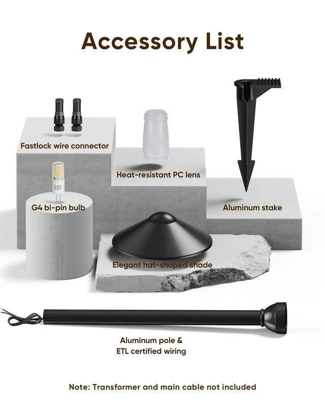 Alt view image 3 of 7 - Low Voltage Pathway Lights with G4 3W 3000K Bulbs 6-Pack, Black Aluminum Replaceable Bulbs, ETL Listed Wire, IP65 Waterproof, 12V Landscape Lights with Connectors for Yard Garden Walkway, Round Head
