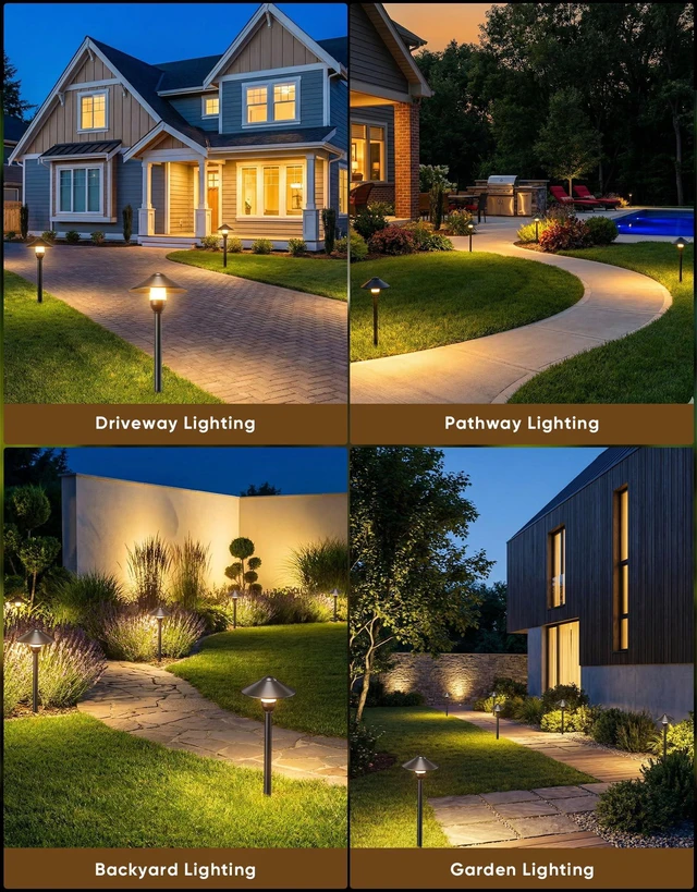 Alt view image 5 of 7 - Low Voltage Pathway Lights with G4 3W 3000K Bulbs 6-Pack, Black Aluminum Replaceable Bulbs, ETL Listed Wire, IP65 Waterproof, 12V Landscape Lights with Connectors for Yard Garden Walkway, Round Head