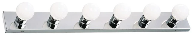 Main image of Vanity Lights, 6 Linear Lights, Dimmable, Horizontal or Vertical Use, Uses (6) 60W Bulbs, For Bathroom/Makeup Vanity, Polished Chrome, 36.0 in. L x 4.33 in. H x 2.0 in. D, 500942