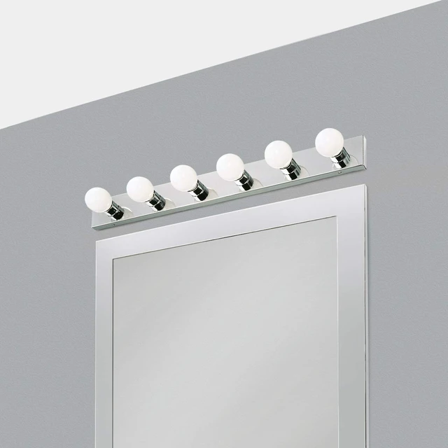 Alt view image 7 of 7 - Vanity Lights, 6 Linear Lights, Dimmable, Horizontal or Vertical Use, Uses (6) 60W Bulbs, For Bathroom/Makeup Vanity, Polished Chrome, 36.0 in. L x 4.33 in. H x 2.0 in. D, 500942