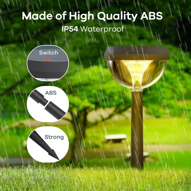 Alt view image 3 of 7 - Solar Pathway Lights 8 Pack, Solar Lights Outdoor Warm White Adjustable Solar Powered Lights Waterproof for Walkway Yard Garden Driveway Backyard