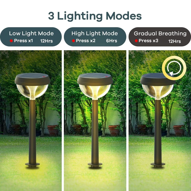 Alt view image 4 of 7 - Solar Pathway Lights 8 Pack, Solar Lights Outdoor Warm White Adjustable Solar Powered Lights Waterproof for Walkway Yard Garden Driveway Backyard