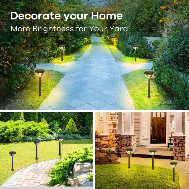 Alt view image 7 of 7 - Solar Pathway Lights 8 Pack, Solar Lights Outdoor Warm White Adjustable Solar Powered Lights Waterproof for Walkway Yard Garden Driveway Backyard
