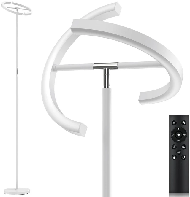 Main image of White Floor Lamp, Modern Stepless Dimmable Standing Lamp 3000-6000K, 20W LED Rotatable Reading Tall Lamp, Touch & Remote Control Uplighter Floor Lamps for Living Room Bedroom Office