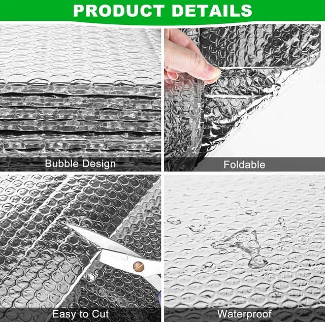 Alt view image 6 of 7 - 16P Garage Door Insulation Kit Panels 6MM 18x6.8FT for Double Garage Door, Pre-Cut Bubble Reflective Aluminum Foil 120 Tape, DIY Install Temperature Control Block Summer Heat & Winter Cold (20.5x54)