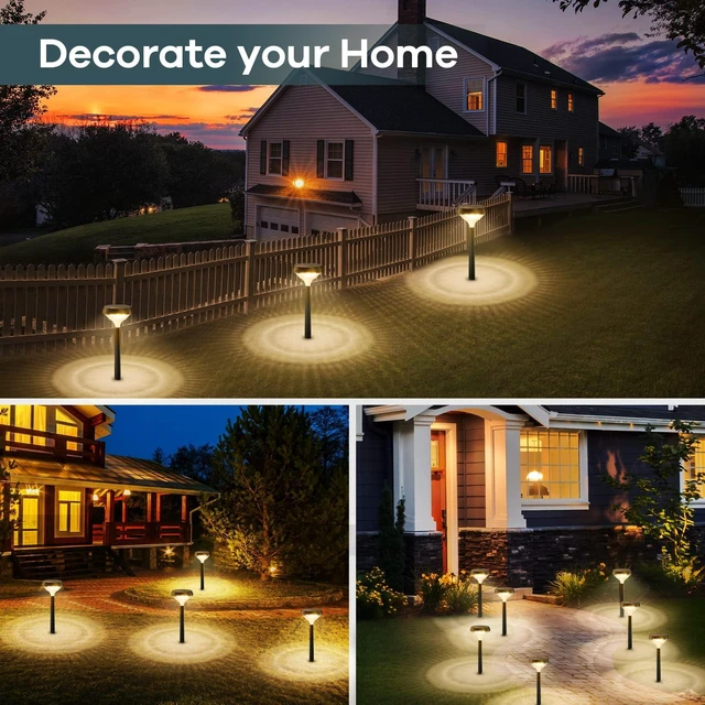Alt view image 5 of 7 - Solar Lights Outdoor 8 Pack, Solar Pathway Lights Warm White Landscape Path Lights,IP65 Waterproof Solar Lights for Walkway Yard Garden Driveway